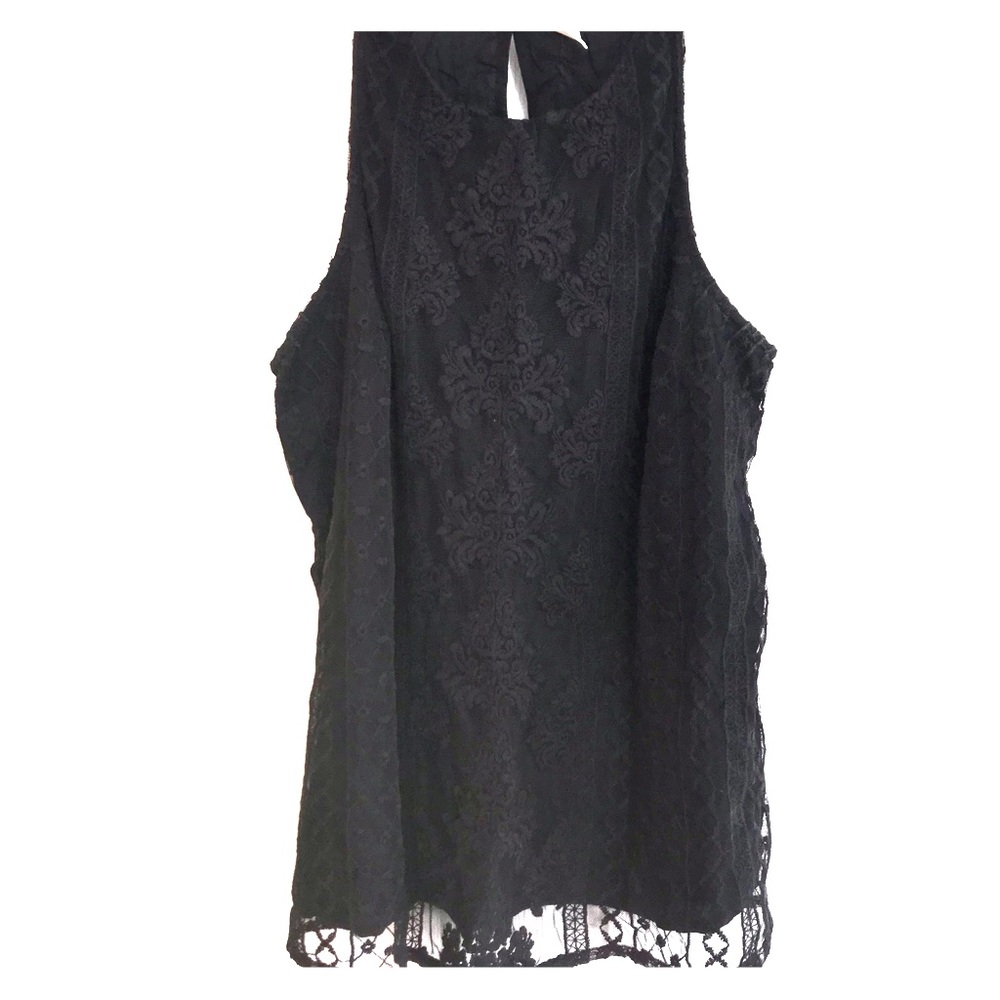 Black lace front top